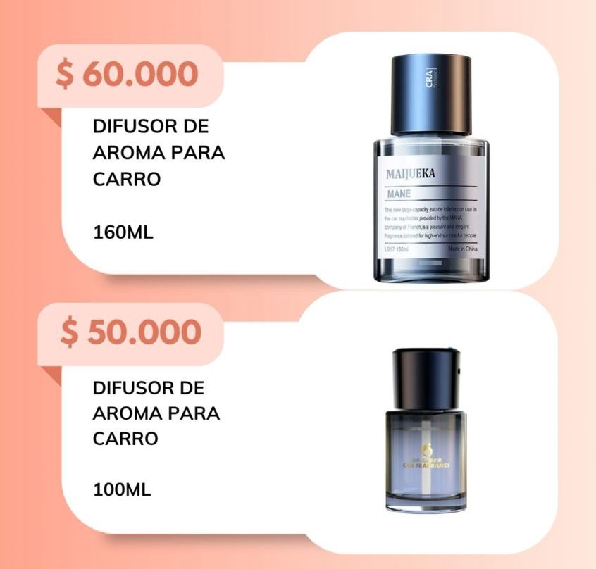 DIFUSOR DE AROMA PARA CARRO - TAMAÑO: 160 ML